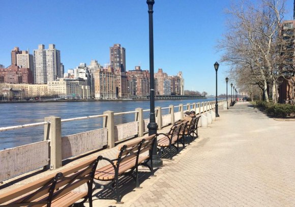 Roosevelt Island Year in Pictures, 2018: Part One Promenade Upgrade: World's Fair style benches made watching the river flow and the skyline more enjoyable than ever, courtesy of RIOC.